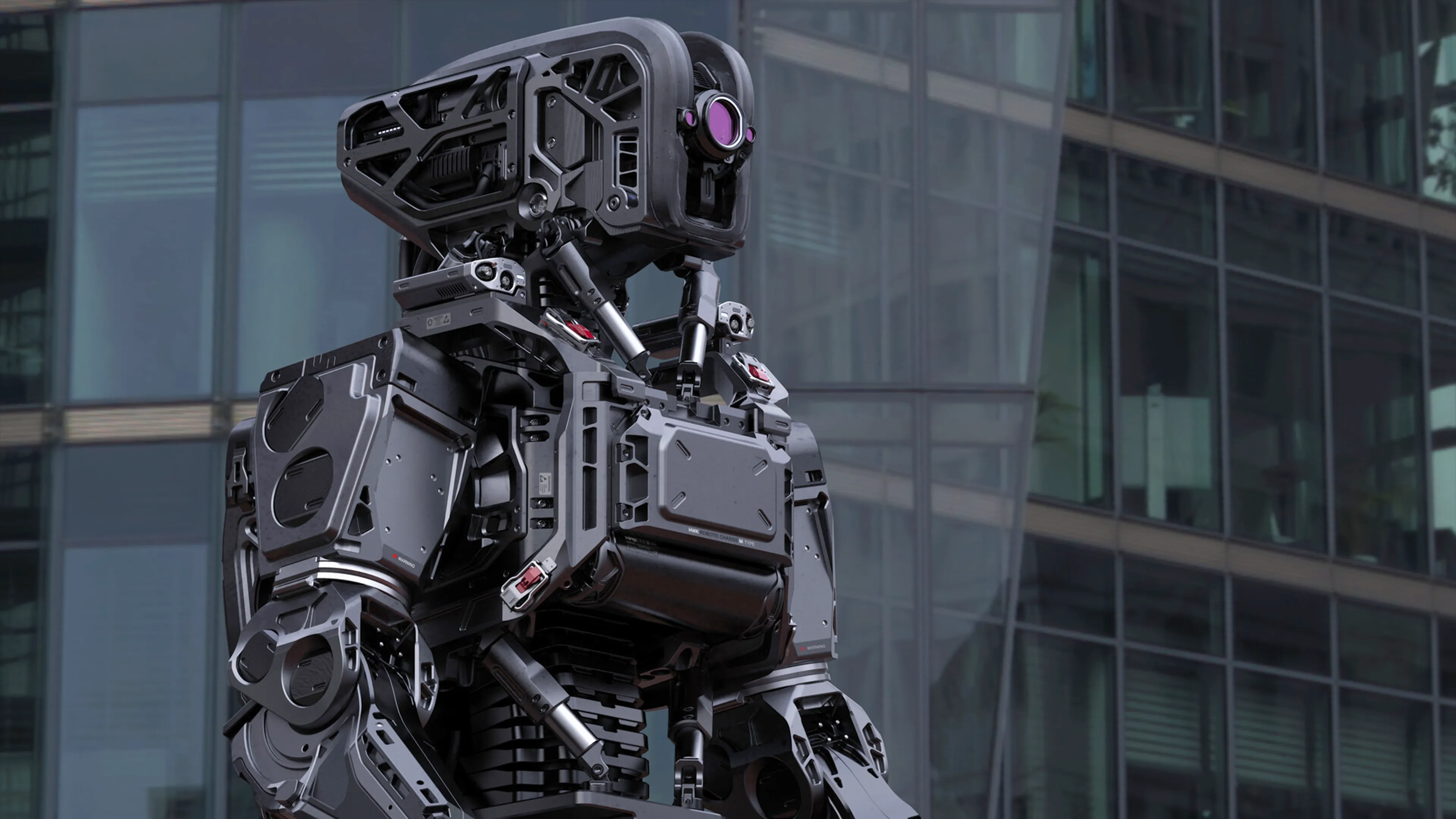 I Am Mother Military Droid — aggressive industrial military aesthetic